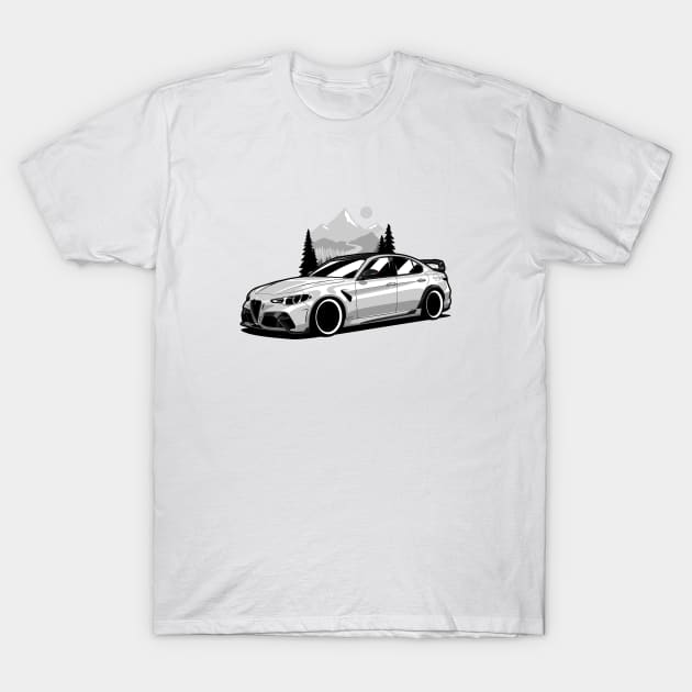 White Giulia Mountains T-Shirt by KaroCars